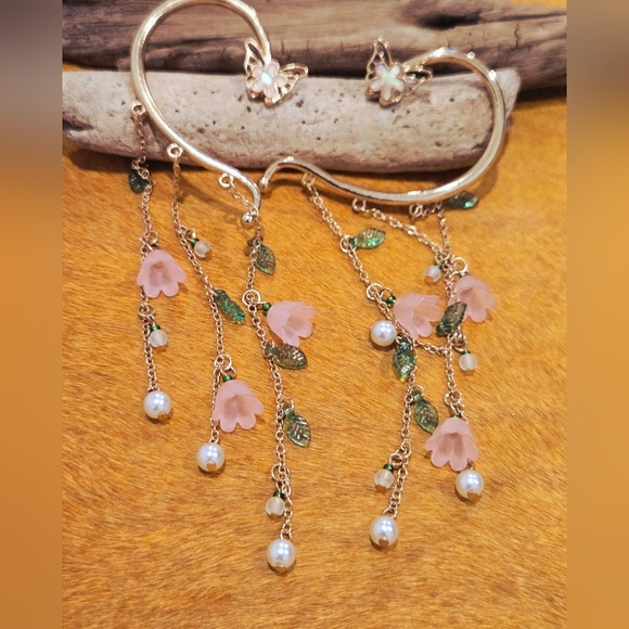 Jewelry - Gold Tone Butterfly And Flower Ear Cuff Set